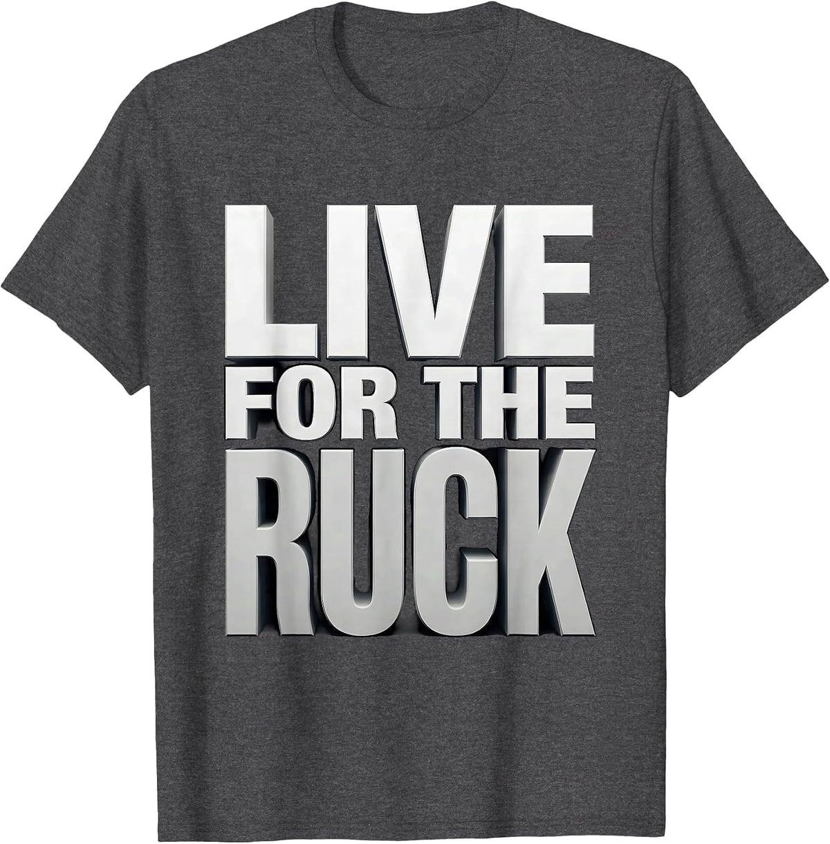 Live for the Ruck Rugby Graphic Design T-Shirt - Dark Heather Grey