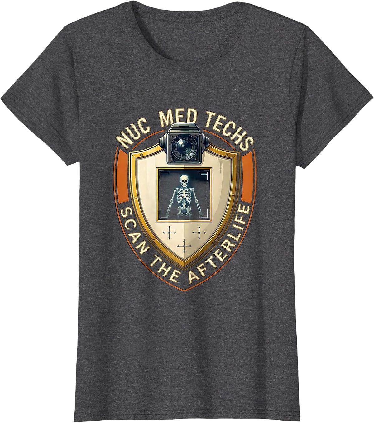 Women's Nuc Med Techs Scan The Afterlife Funny Radiology Tech T-Shirt - Dark Heather Grey