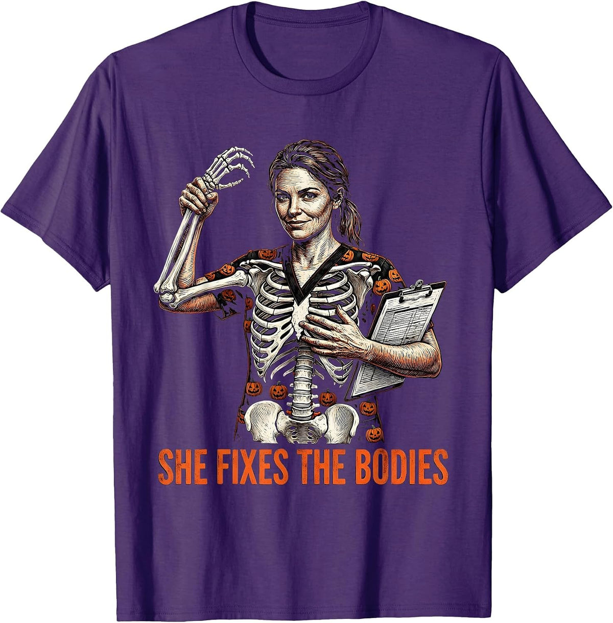 Men's Halloween Couples Physical Therapist Hers Design T-Shirt - Purple