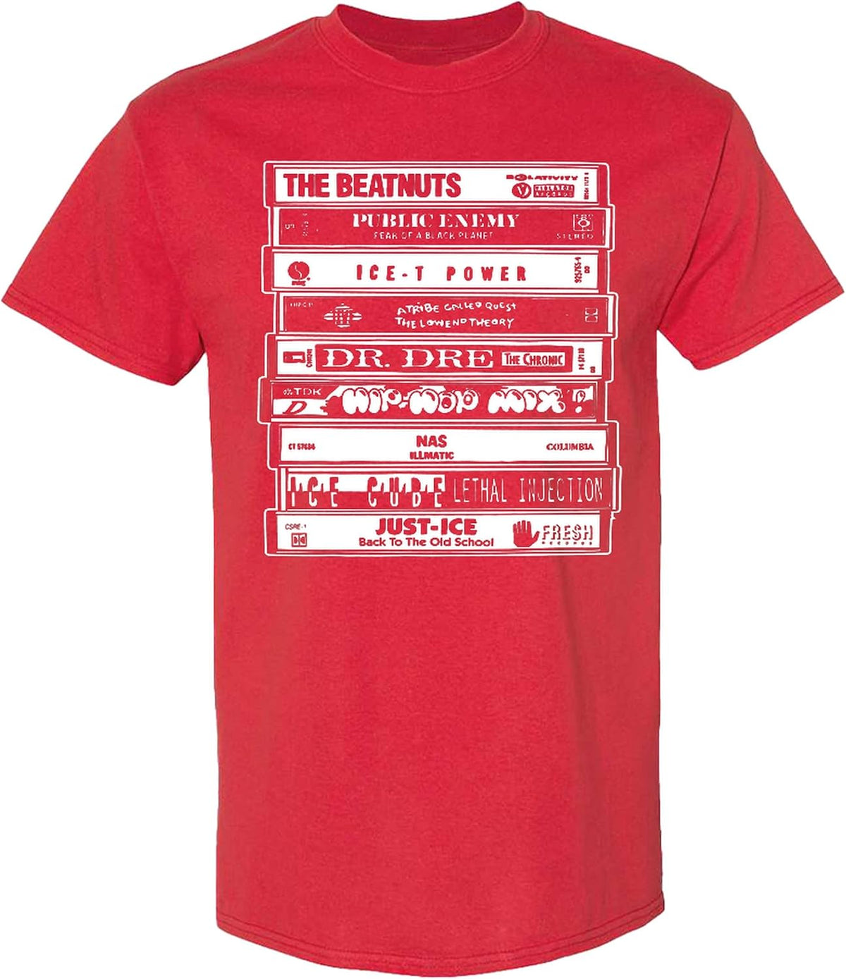 Hip Hop Cassette Tape T-Shirt Old School 90s Rap Music Graphic Tee Men - Red