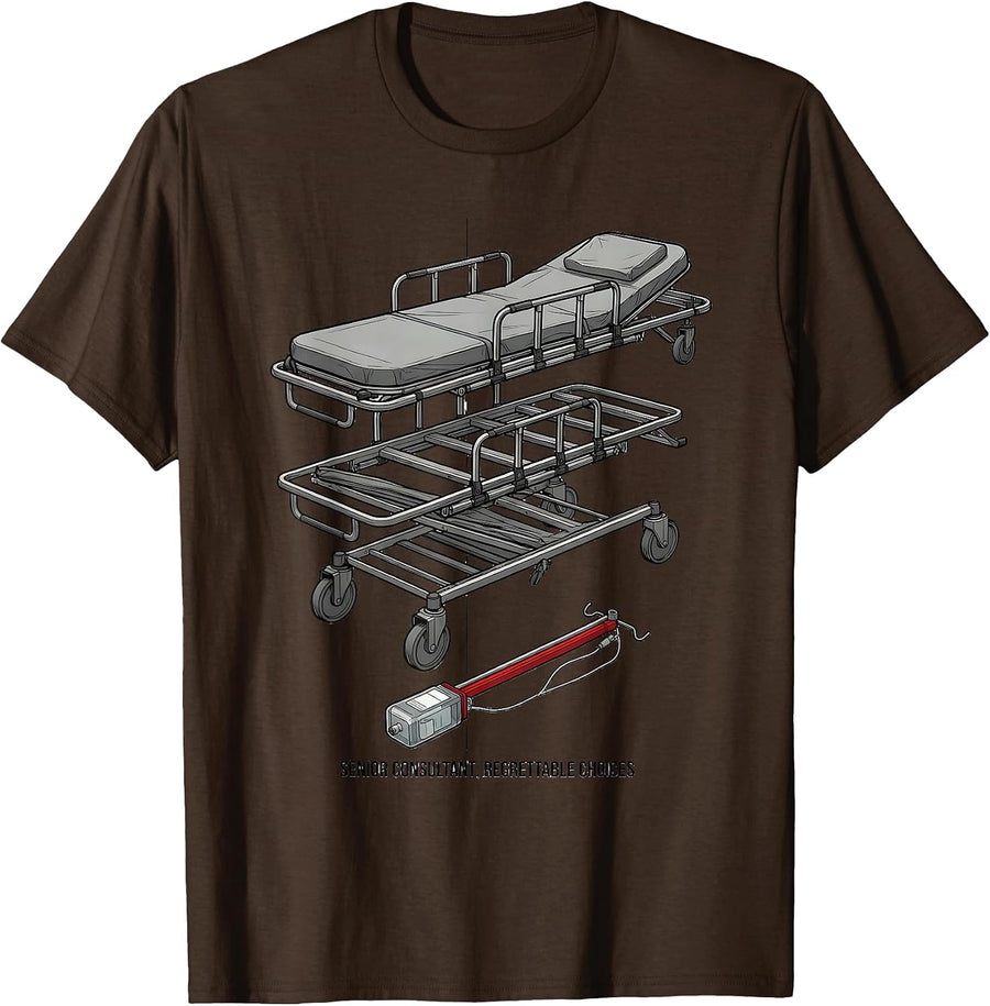 Men's Senior Consultant Regrettable Choices Funny EMT Paramedic T-Shirt - Brown