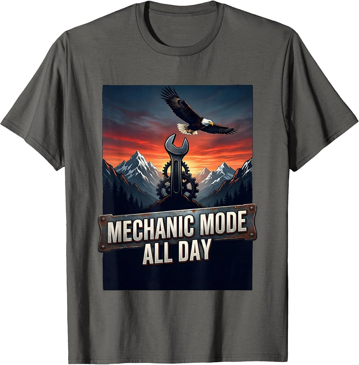 Mechanic Mode All Day Garage Life Design T-Shirt - Asphalt Grey