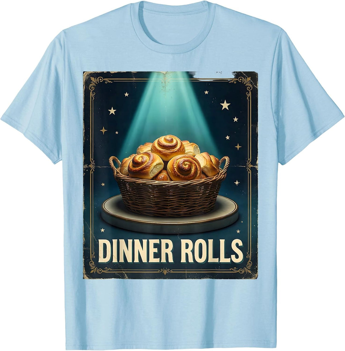 Men's Dinner Rolls Vintage Thanksgiving Bootleg Rap Tee Parody T-Shirt - Baby Blue