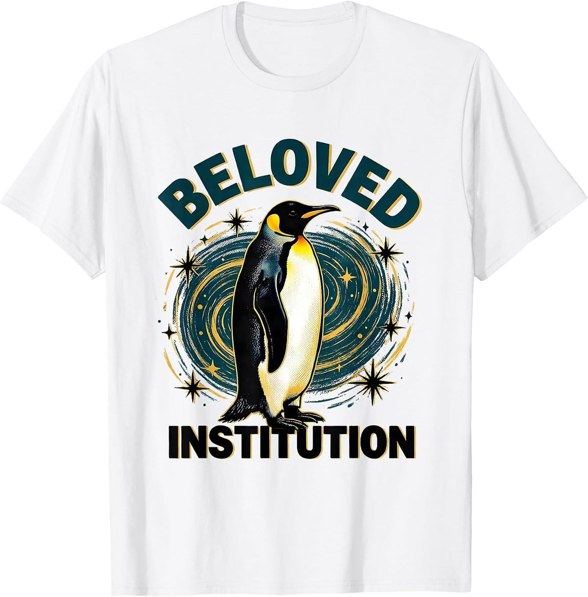 Men's Beloved Institution Penguin Van Gogh Starry Night Animal T-Shirt - White
