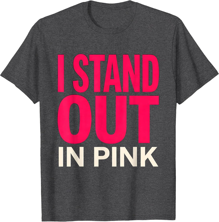 Men's I Stand Out In Pink Funny Flamingo Novelty Bird Lover Gift T-Shirt - Dark Heather Grey