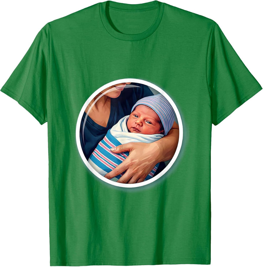 Men's Mother and Newborn Hospital Moment Illustration T-Shirt - Kelly Green
