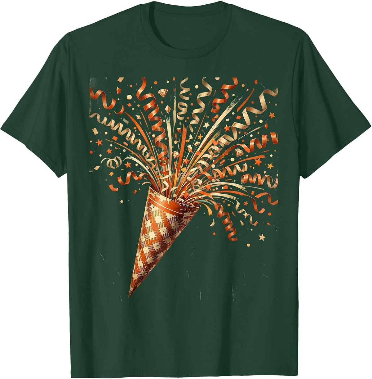 Men's Birthday Party Popper Confetti Celebration Design T-Shirt - Dark Green