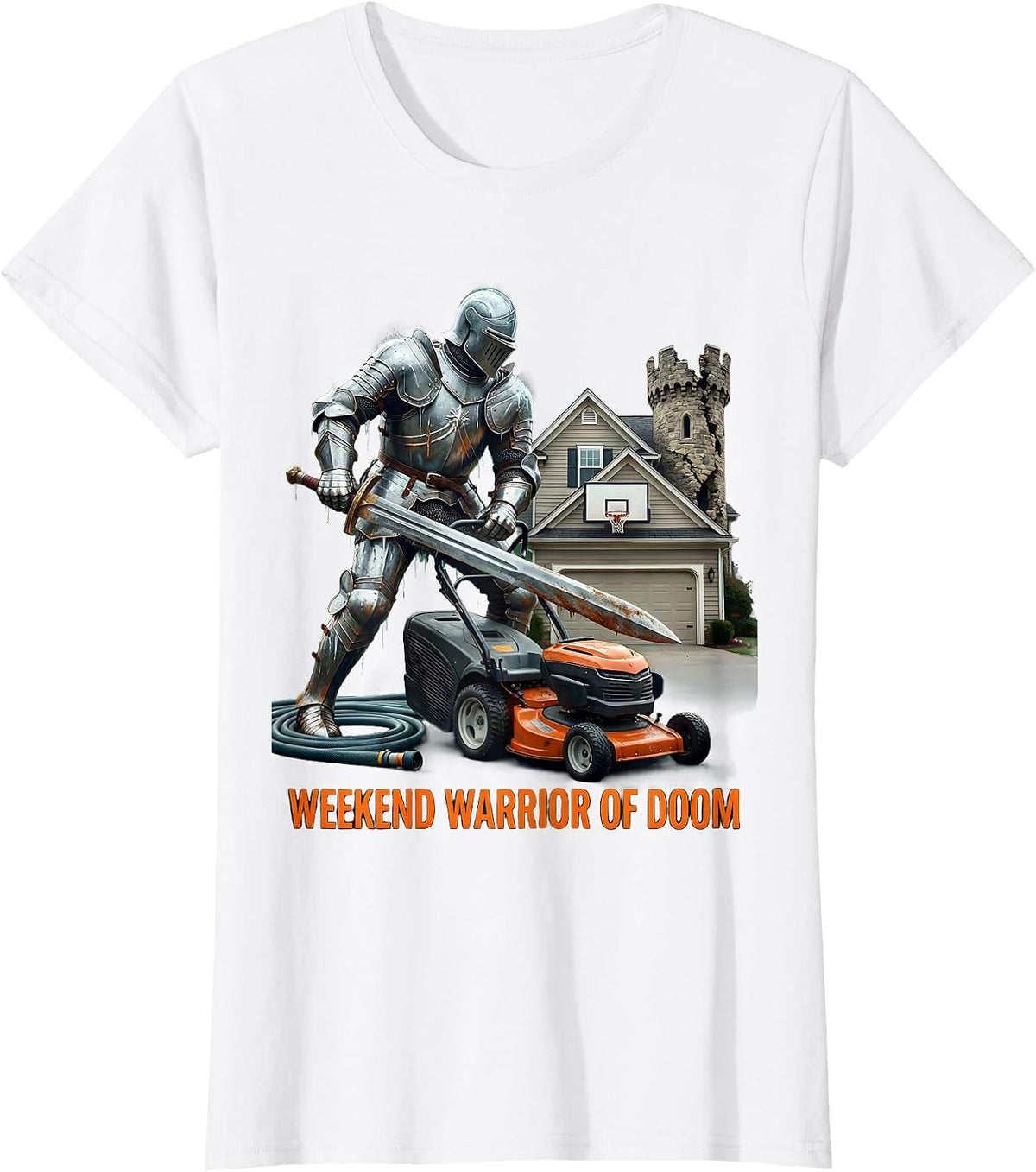 Women's Weekend Warrior of Doom Metal Band Graphic T-Shirt - White