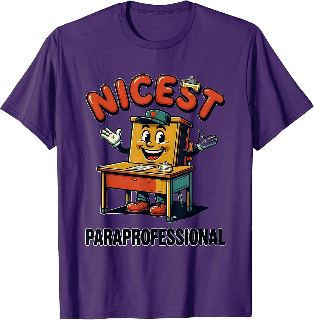 Nicest Paraprofessional Retro Advertising Teacher T-Shirt - Purple