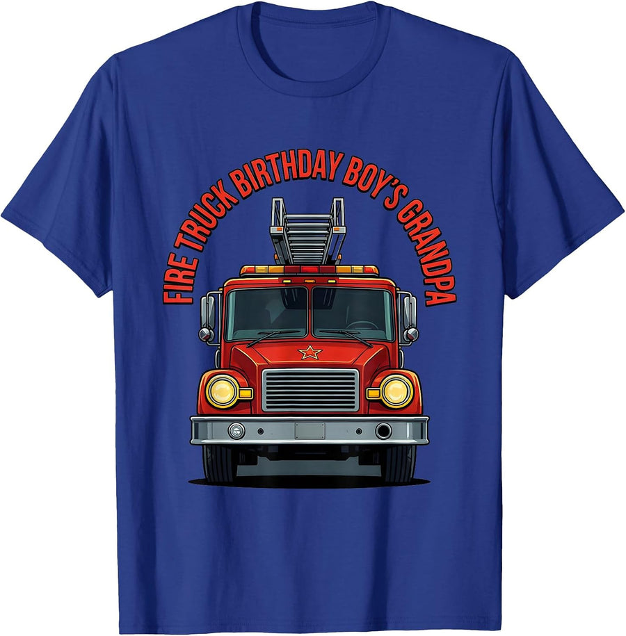 Fire Truck Birthday Boy's Grandpa Firefighter Family Party T-Shirt - Royal Blue