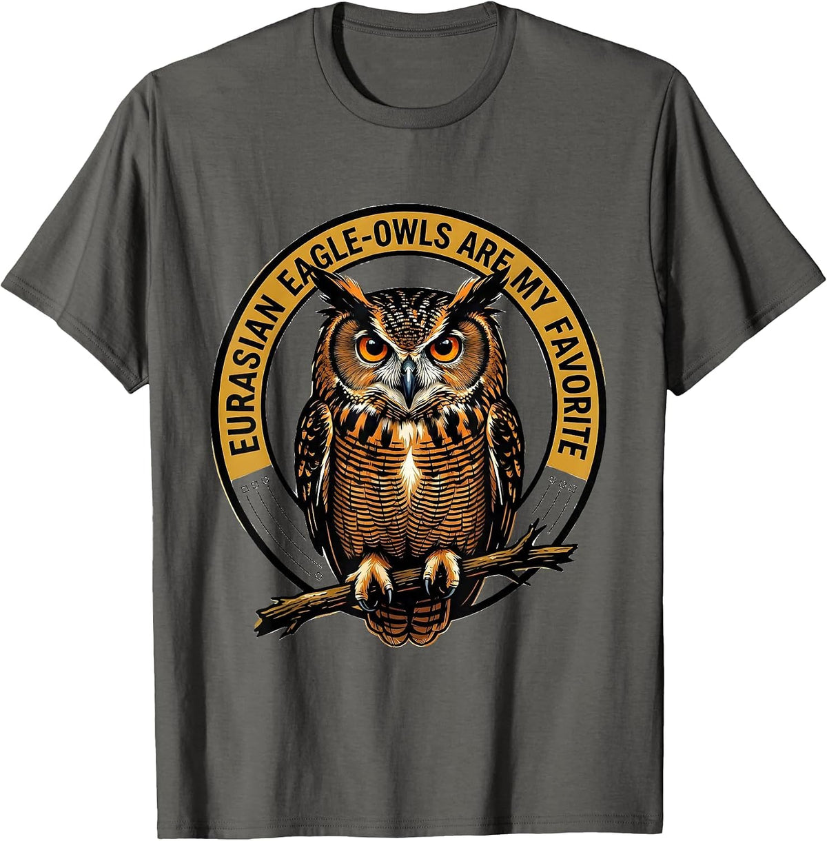 Men's Eurasian Eagle-Owls Are My Favorite Retro Owl Lover Humor T-Shirt - Asphalt Grey