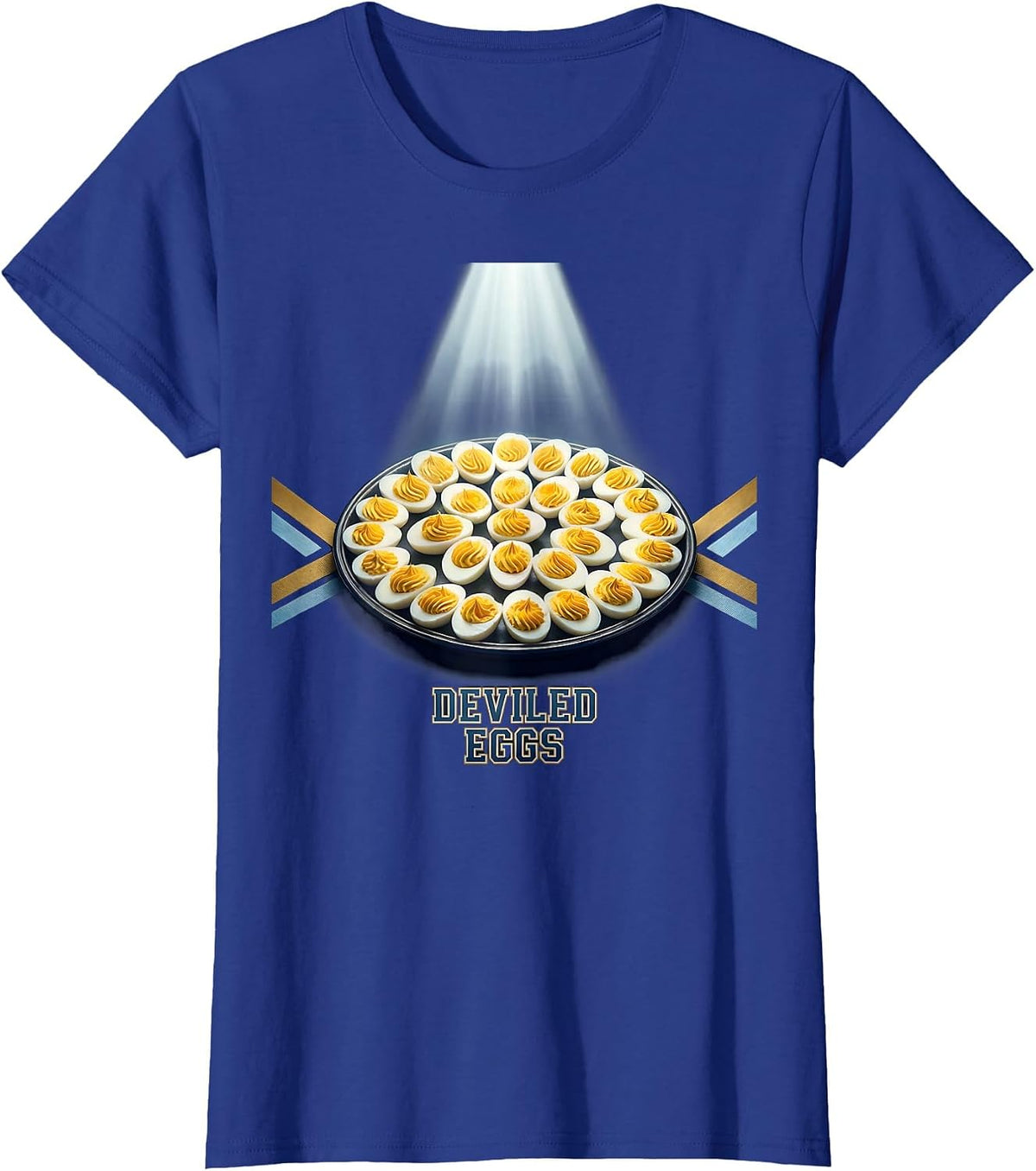 Women's Deviled Eggs Sports Bootleg 90's Rap Vintage Funny T-Shirt - Royal Blue
