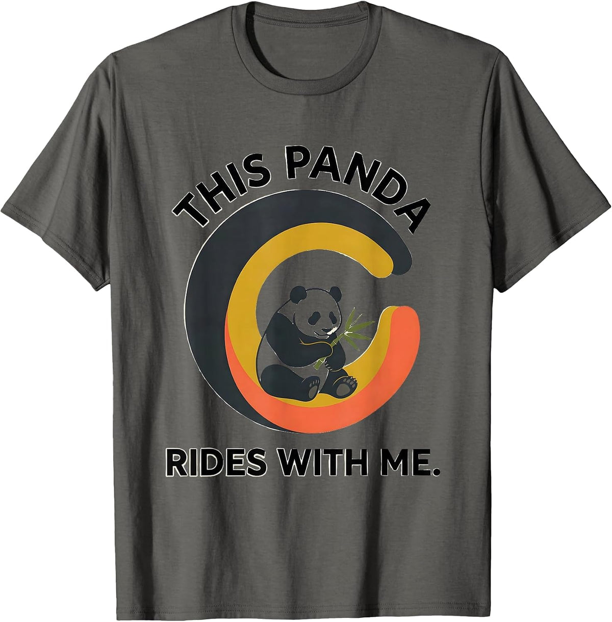 This Panda Rides With Me Cute Kawaii Panda Lover Gift T-Shirt - Asphalt Grey