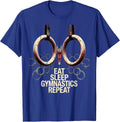 EAT SLEEP GYMNASTICS REPEAT Bold Grunge Sport Fan Humor T-Shirt - Royal Blue
