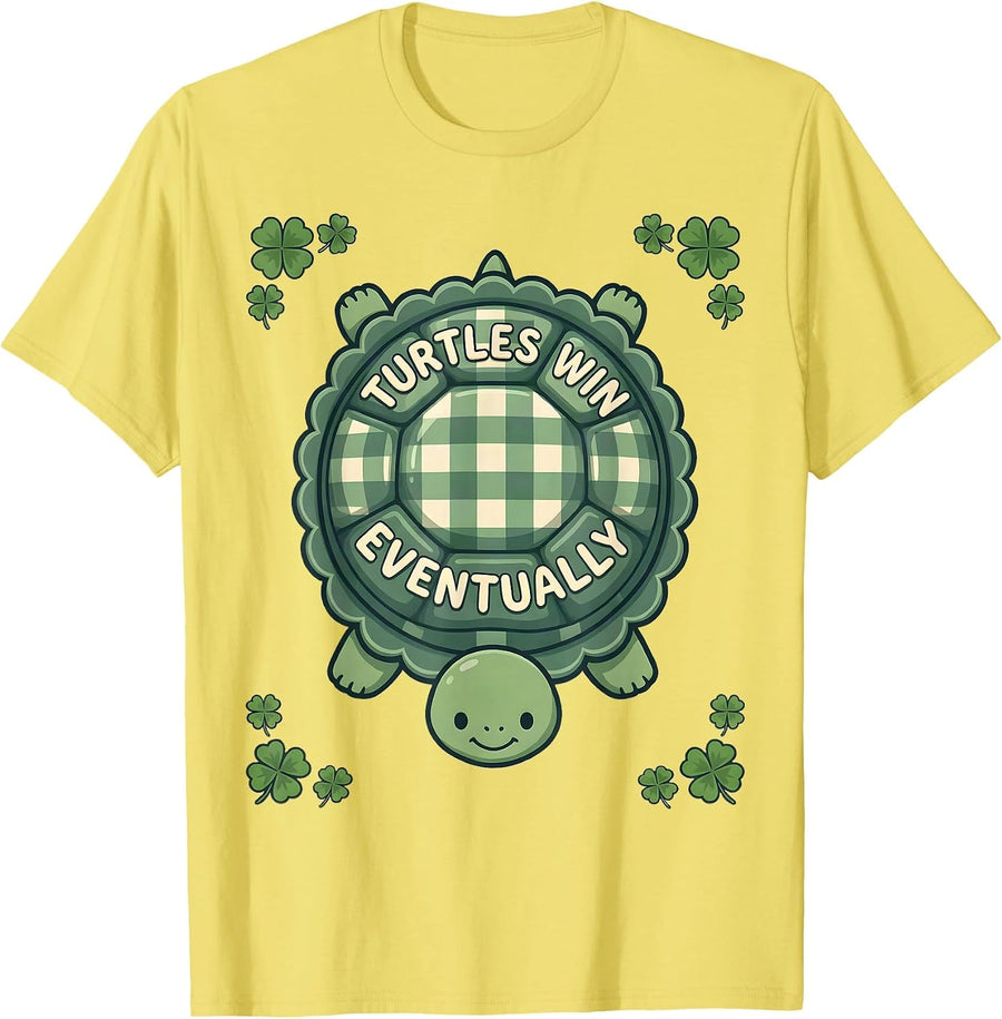 Men's Turtles Win Eventually Animal Kingdom Design T-Shirt - Lemon Yellow