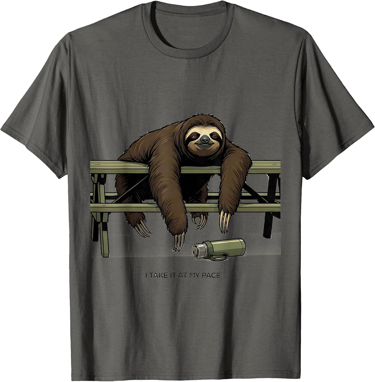 Men's I Take It At My Pace Funny Sloth Lover Animal Humor Gift T-Shirt - Asphalt Grey