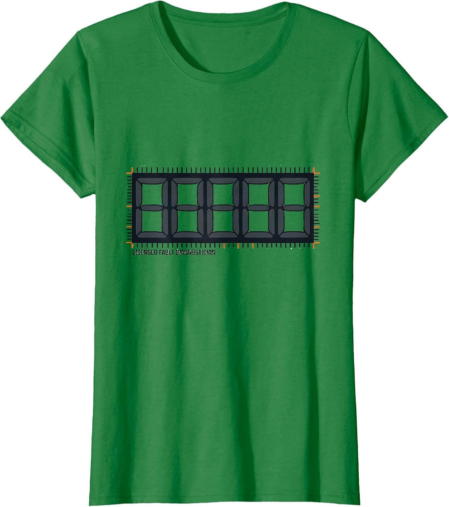 Women's Licensed Fault Diagnostician Funny Mechanic Auto Repair T-Shirt - Kelly Green