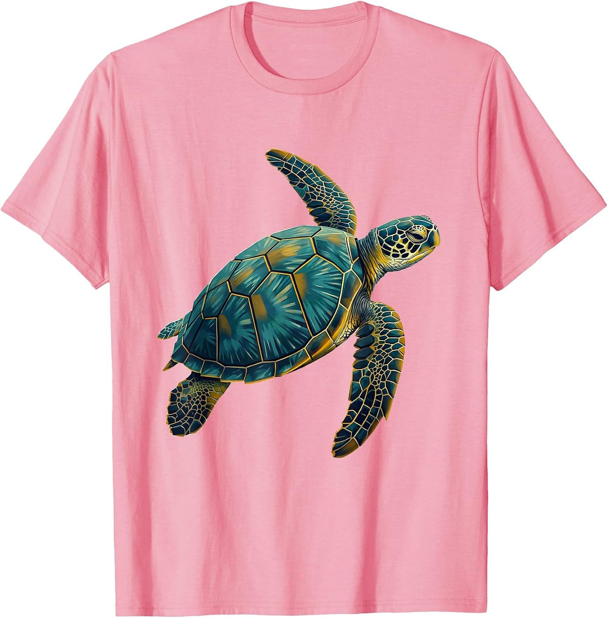 Men's Sea Turtle Midcentury Modern Ocean Animal Beach Art T-Shirt - Pink