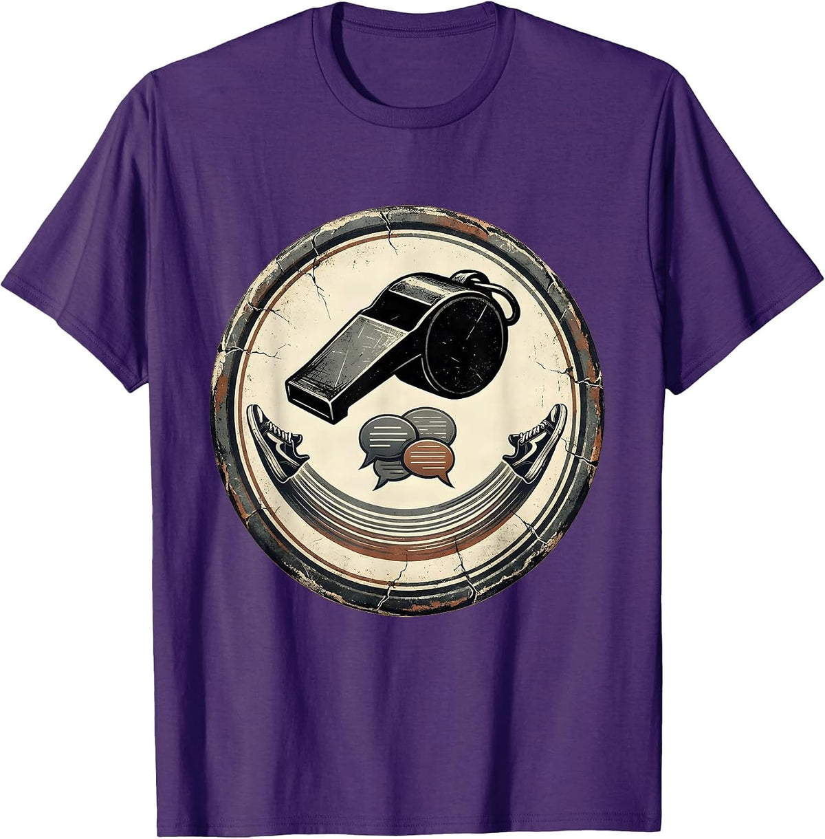 Gym Badge Whistle PE Teacher Back To School Humor T-Shirt - Purple