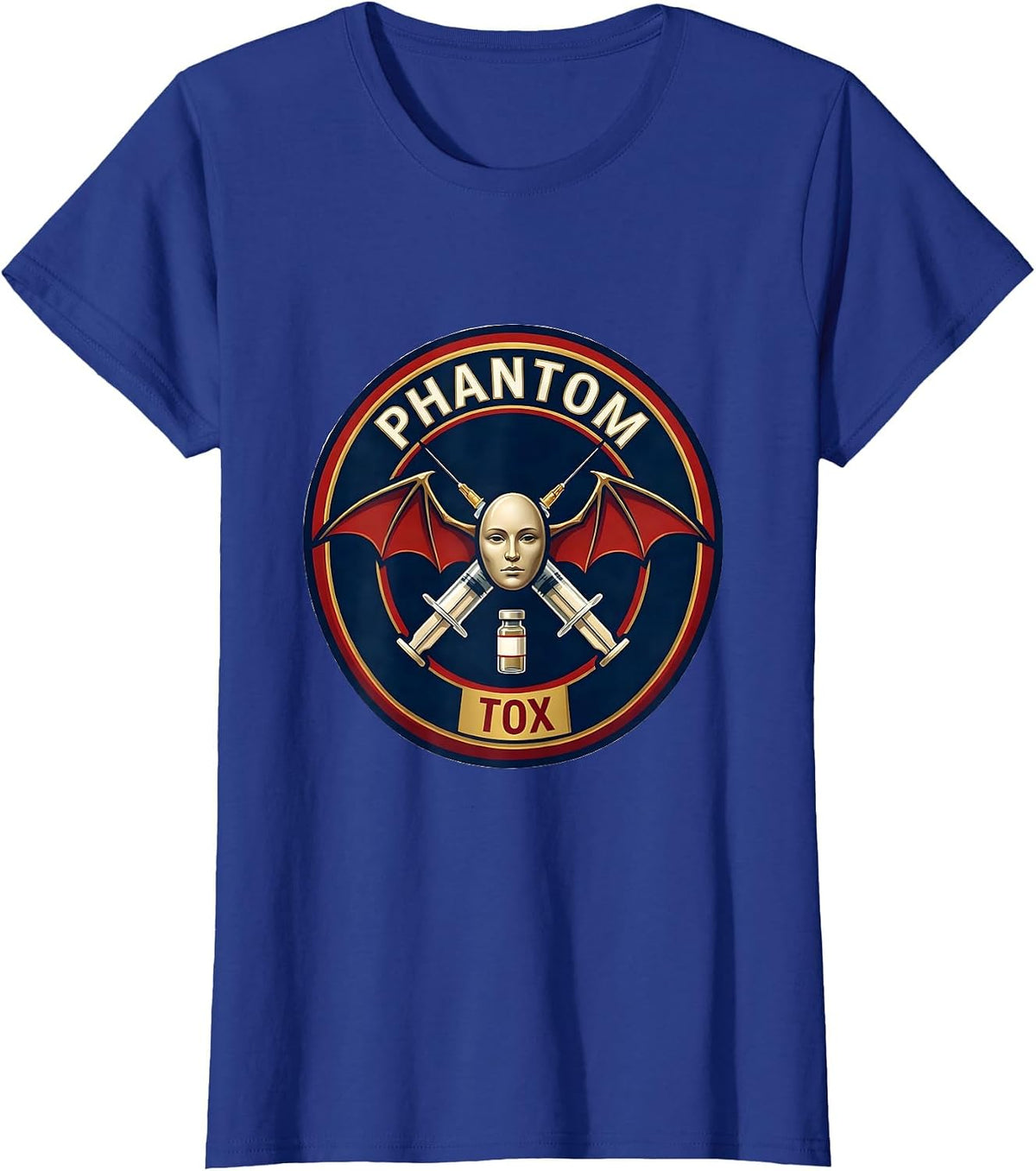 Women's Phantom Tox Aesthetic Nurse Injector Halloween Humor T-Shirt - Royal Blue