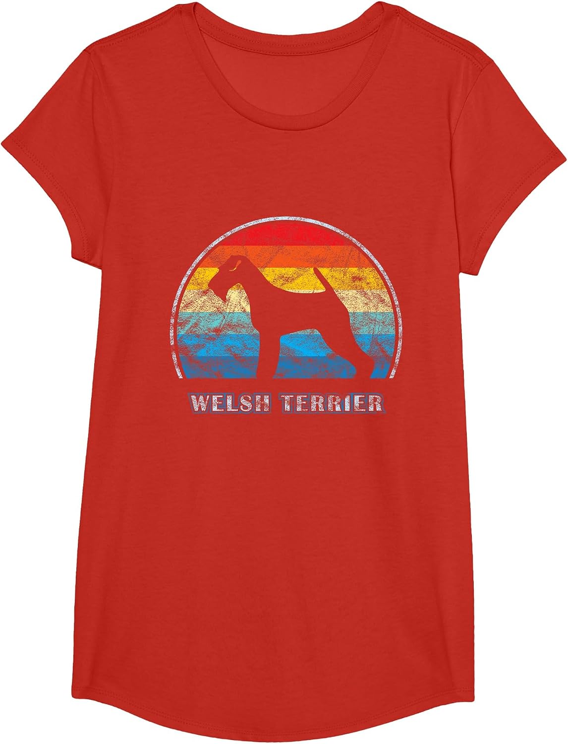 Welsh Terrier Vintage Design Dog T-Shirt - Girls Red