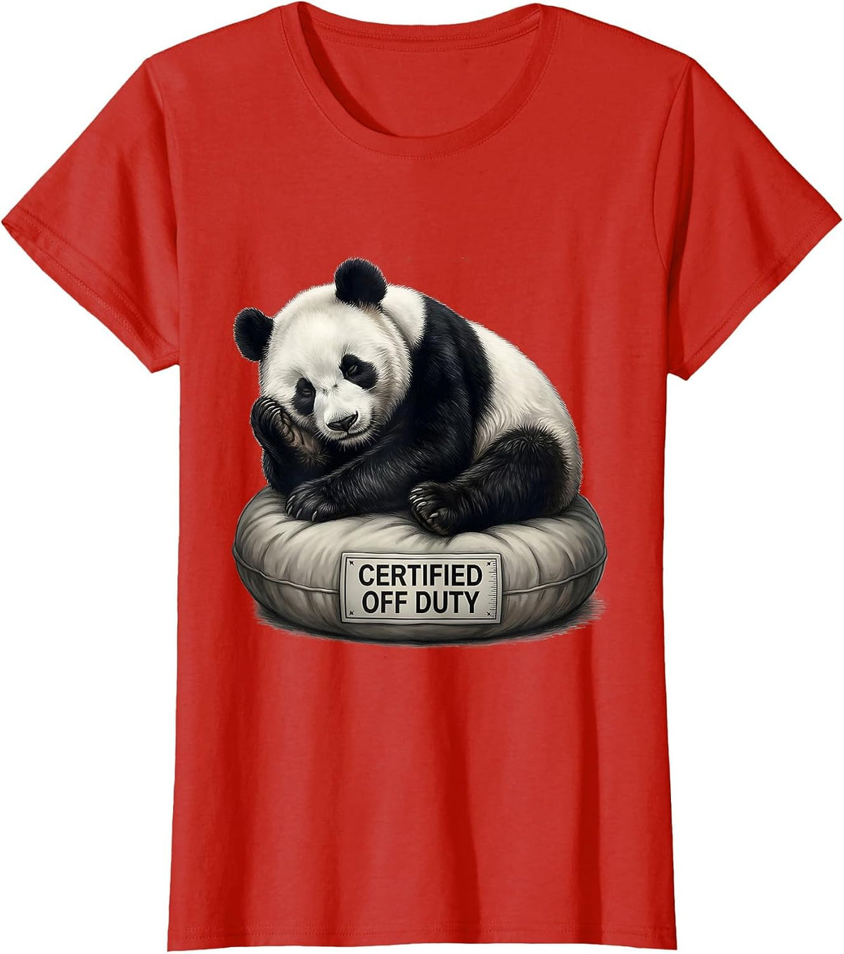 Certified Off Duty Soft Panda Bear Animal Humor Gift T-Shirt - Red