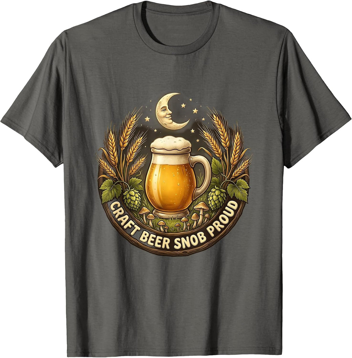 Craft Beer Snob Proud Brew Lover Design T-Shirt - Asphalt Grey