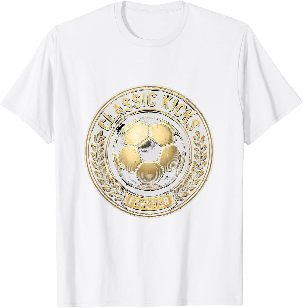 Vintage Soccer Ball Classic Kicks Forever Design T-Shirt - White
