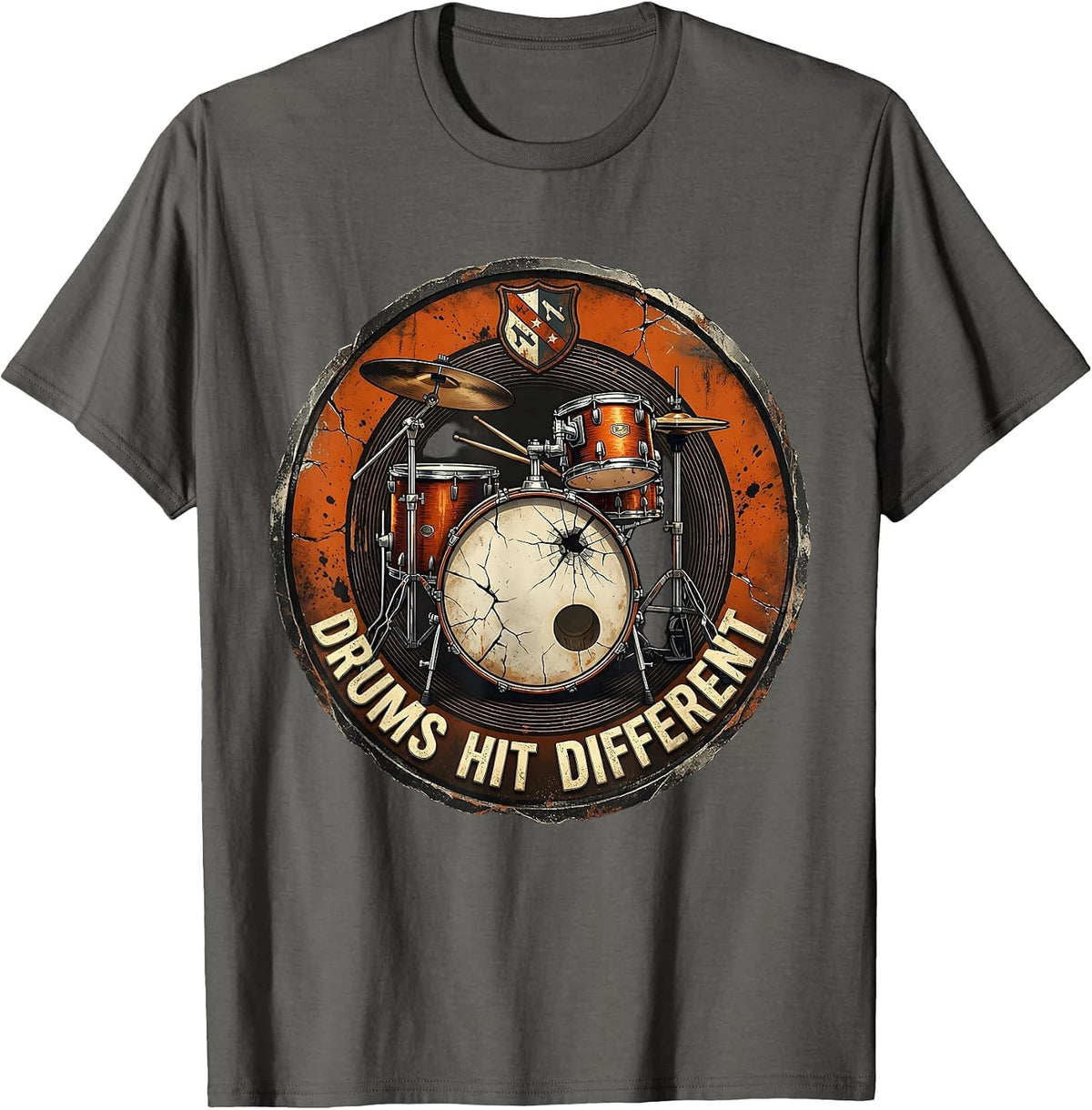 Drums Hit Different Drummer Music Design T-Shirt - Asphalt Grey