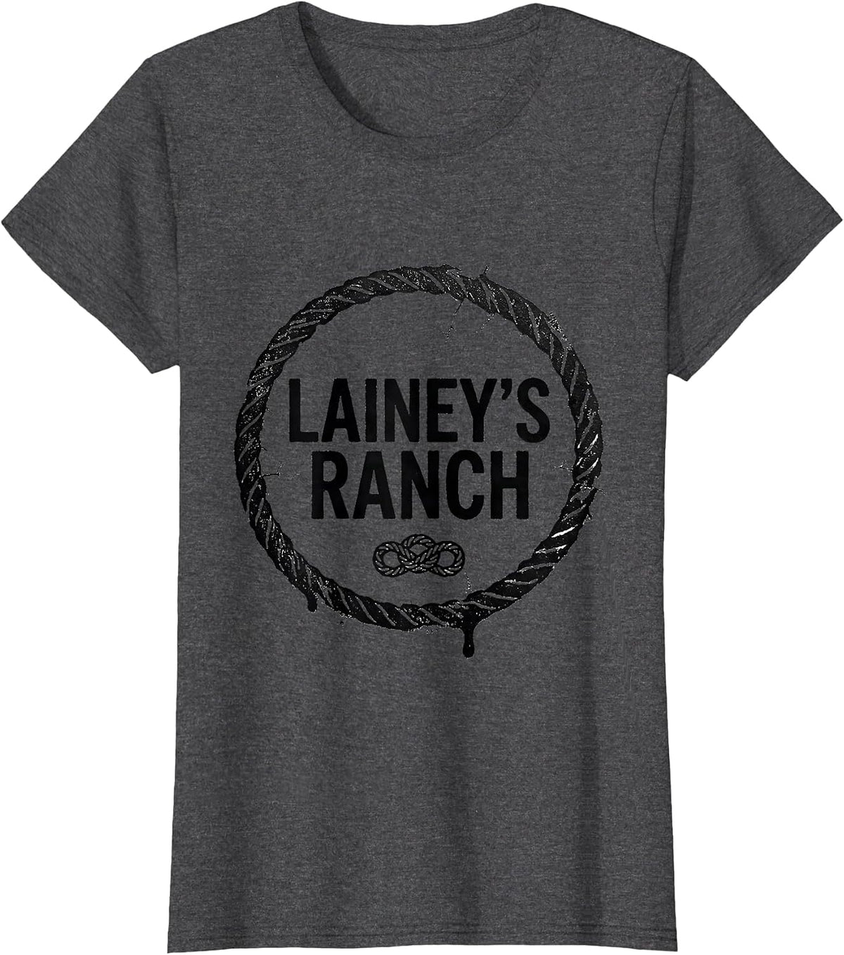 Women's Lainey's Ranch Rubber Stamp Personalized Name Western T-Shirt - Dark Heather Grey