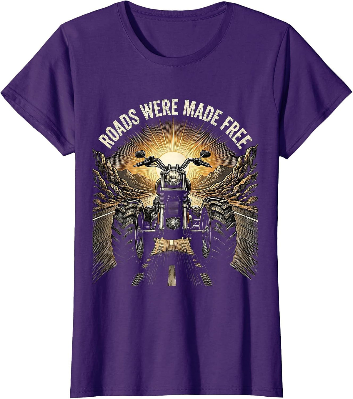 Women's Roads Were Made Free Open Road Freedom Design T-Shirt - Purple