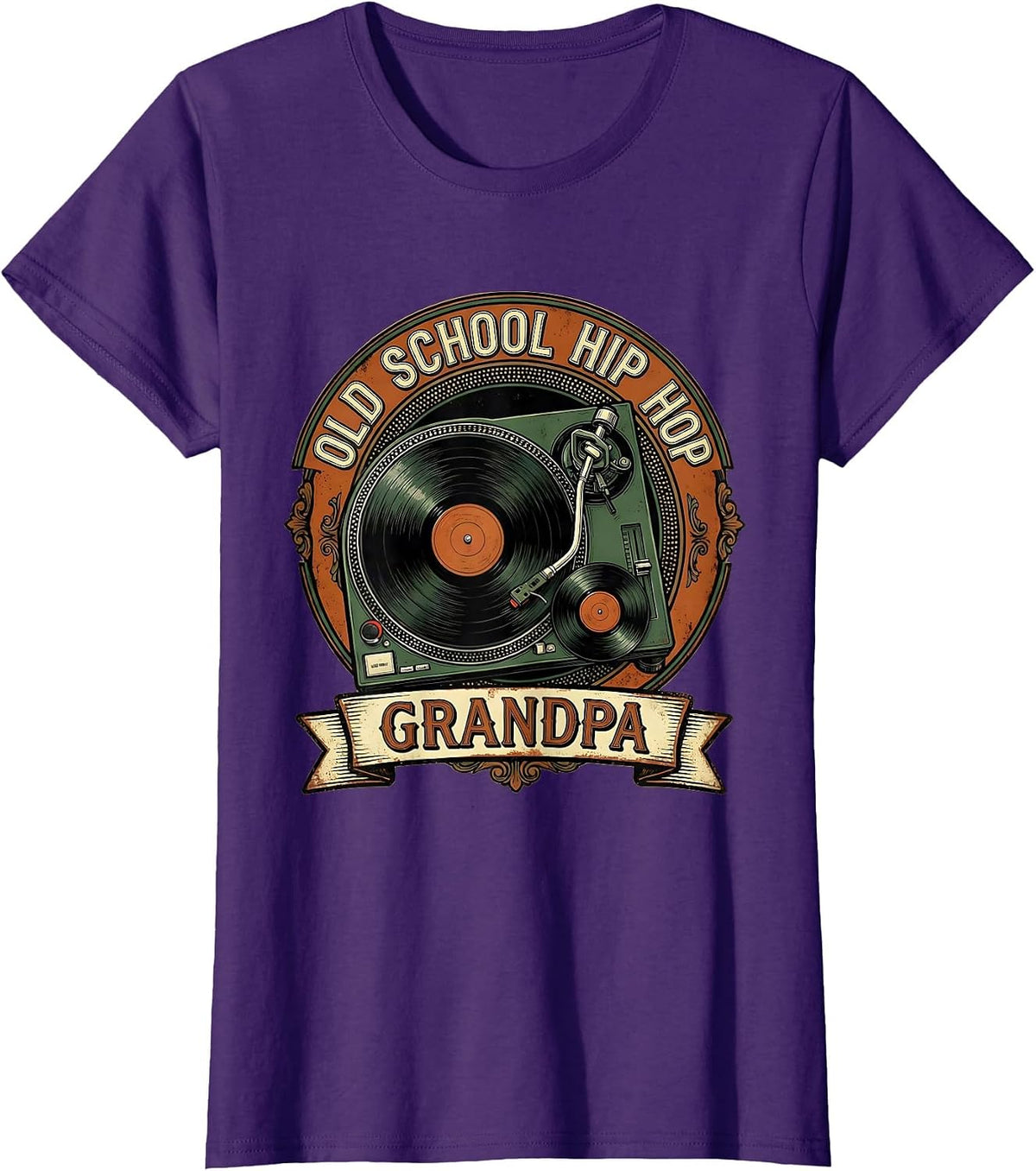 Women's Old School Hip Hop Grandpa Vintage Retro DJ Rap Music T-Shirt - Purple