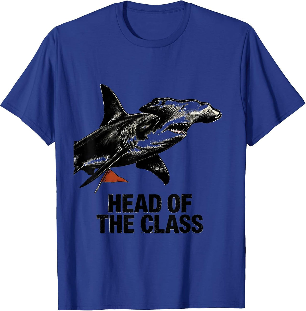 Men's Head Of The Class Funny Shark Lover Marine Biology Humor T-Shirt - Royal Blue