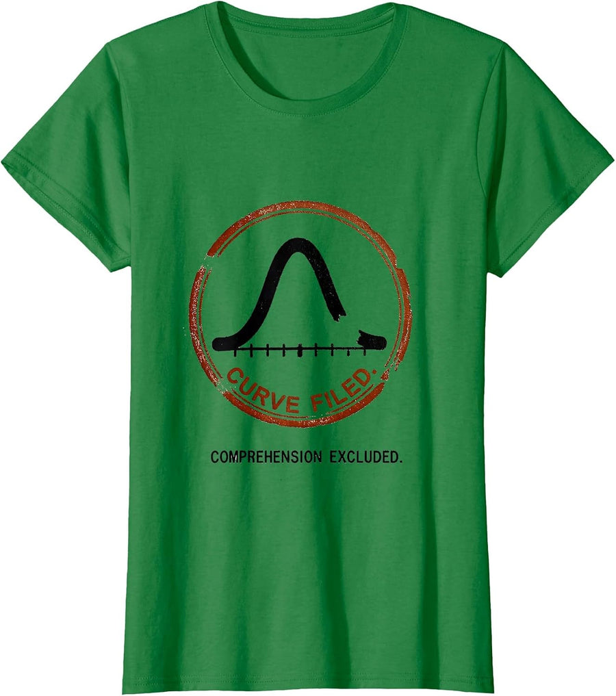 Women's Curve Filed Comprehension Excluded Funny Math Teacher Gift T-Shirt - Kelly Green