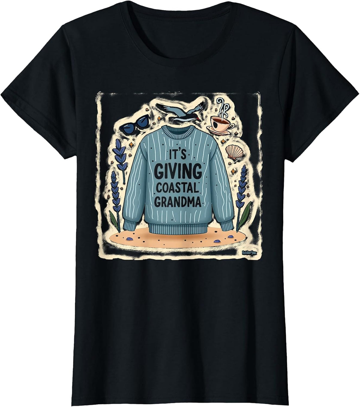 It's Giving Coastal Grandma Sweater Beach Theme T-Shirt - Black