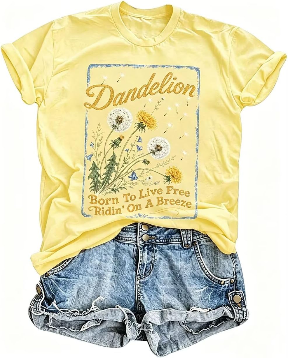 Country Music Cowgirl T Shirt for Women Western Country Graphic Tee Tops Boots Wildflowers Rodeo Outfit Shirts - Yellow
