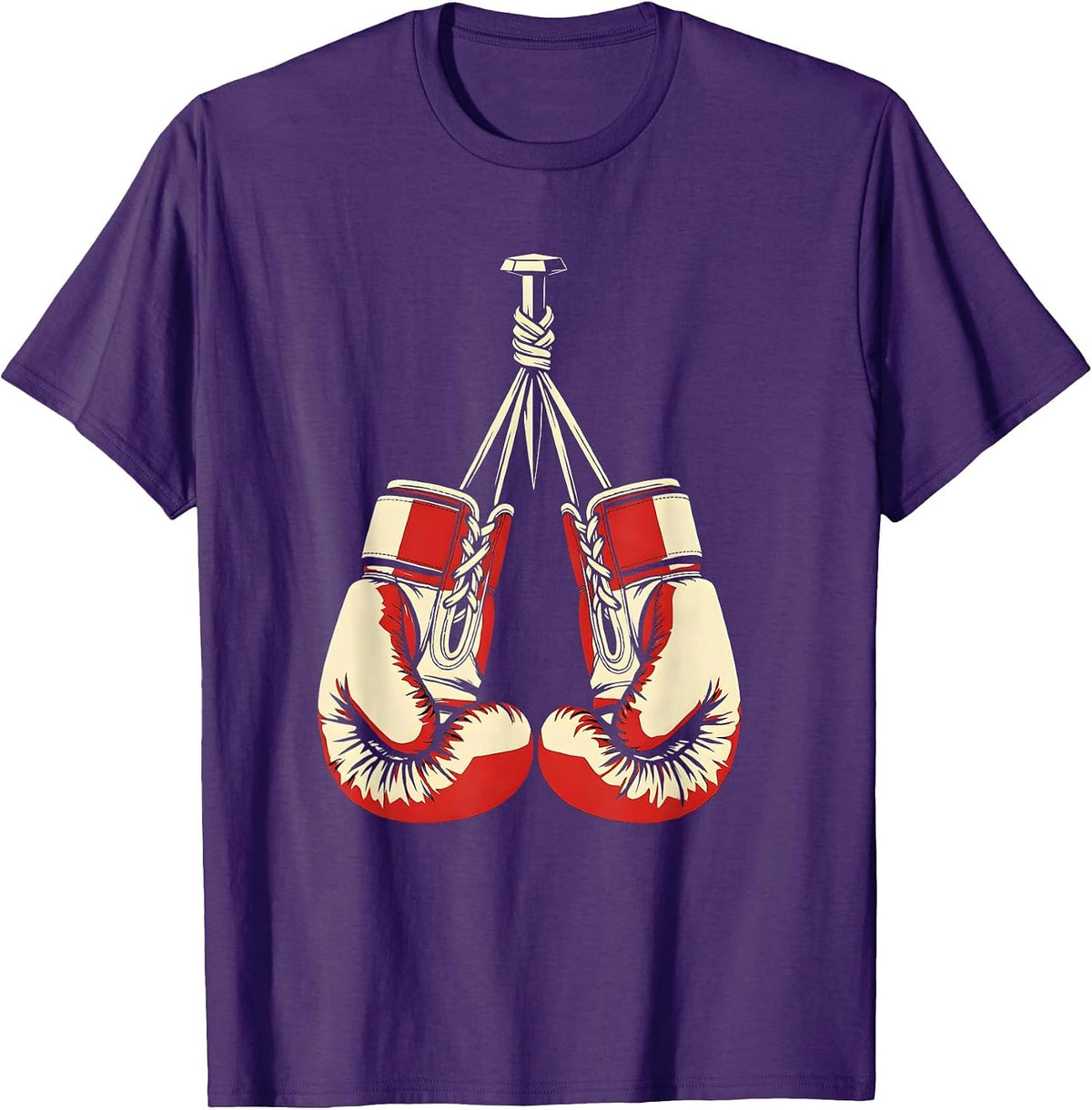Men's Boxing Gloves Hanging on Nail Graphic T-Shirt - Purple
