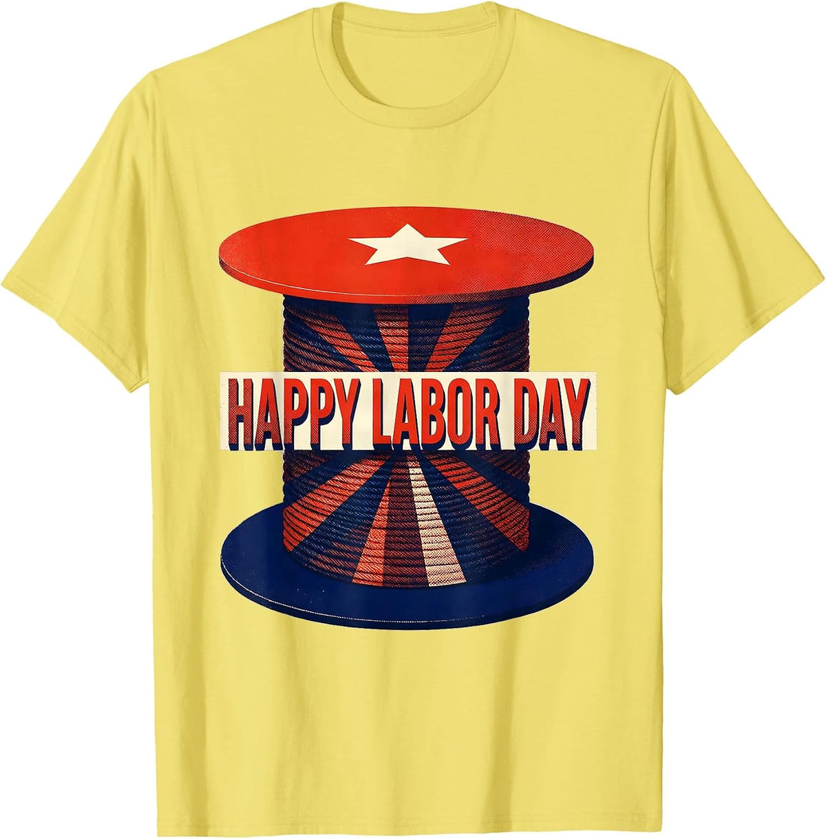 Men's Happy Labor Day Risograph Patriotic Union Pride Gift T-Shirt - Lemon Yellow