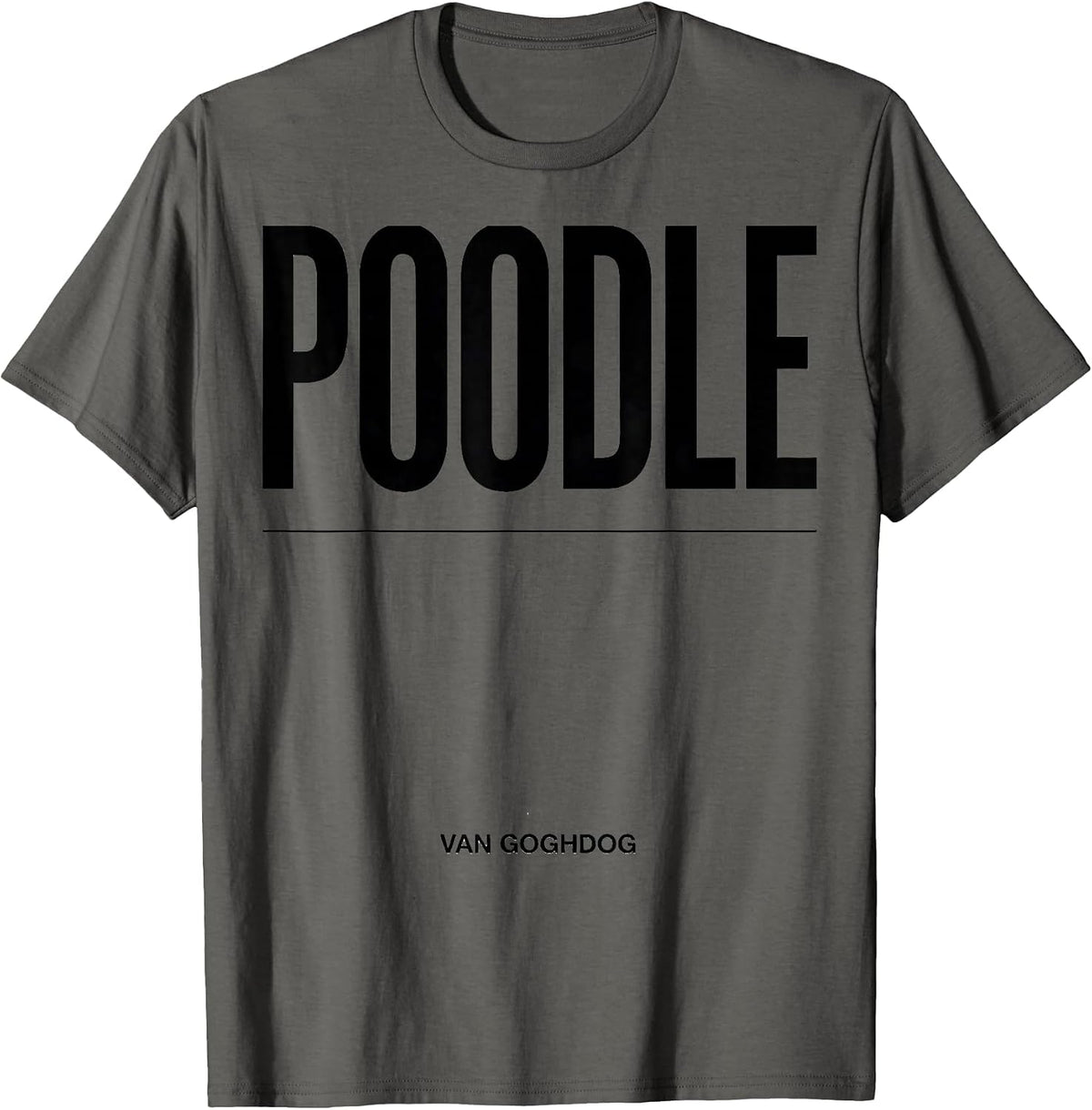 Poodle Van Goghdog Minimalist Dog Breed Portrait T-Shirt - Asphalt Grey