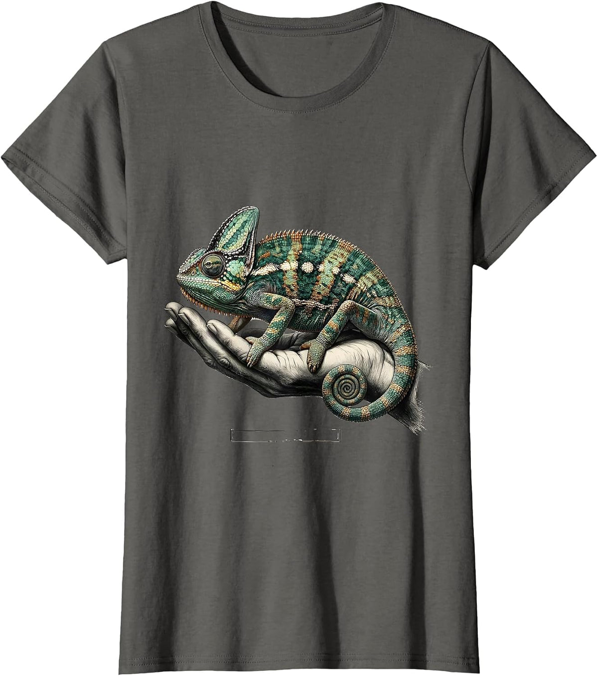 Women's Crested Chameleon Botanical Pet Keeper Cute Reptile T-Shirt - Asphalt Grey