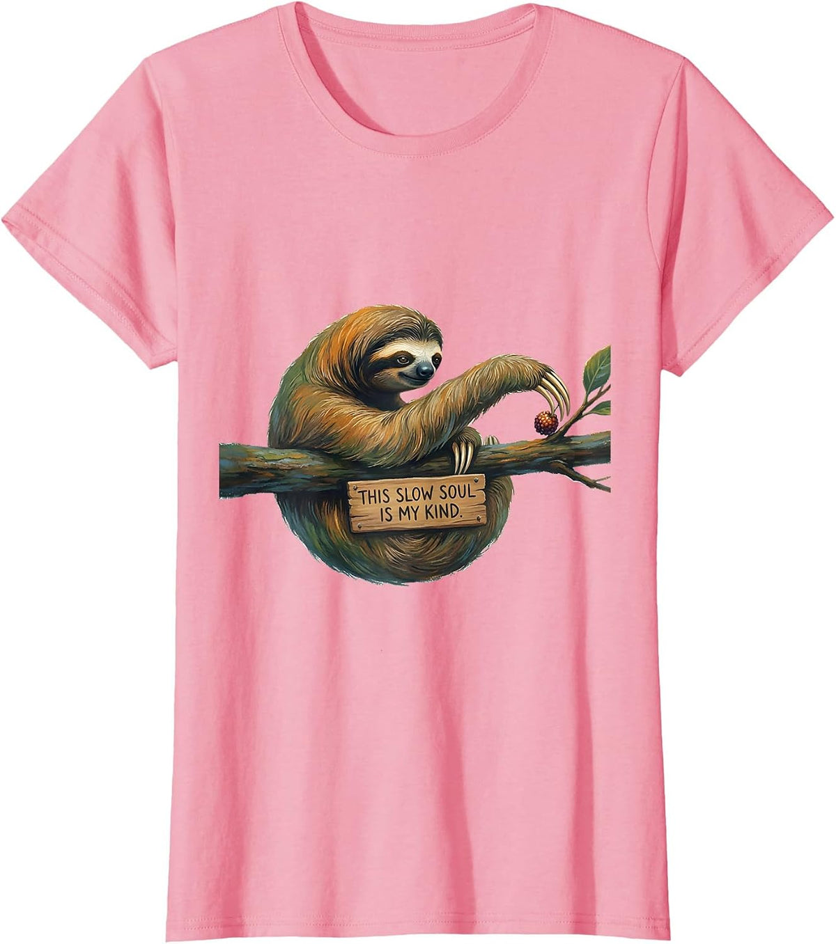 Women's This Slow Soul Is My Kind Funny Sloth Lover Novelty Gift T-Shirt - Pink