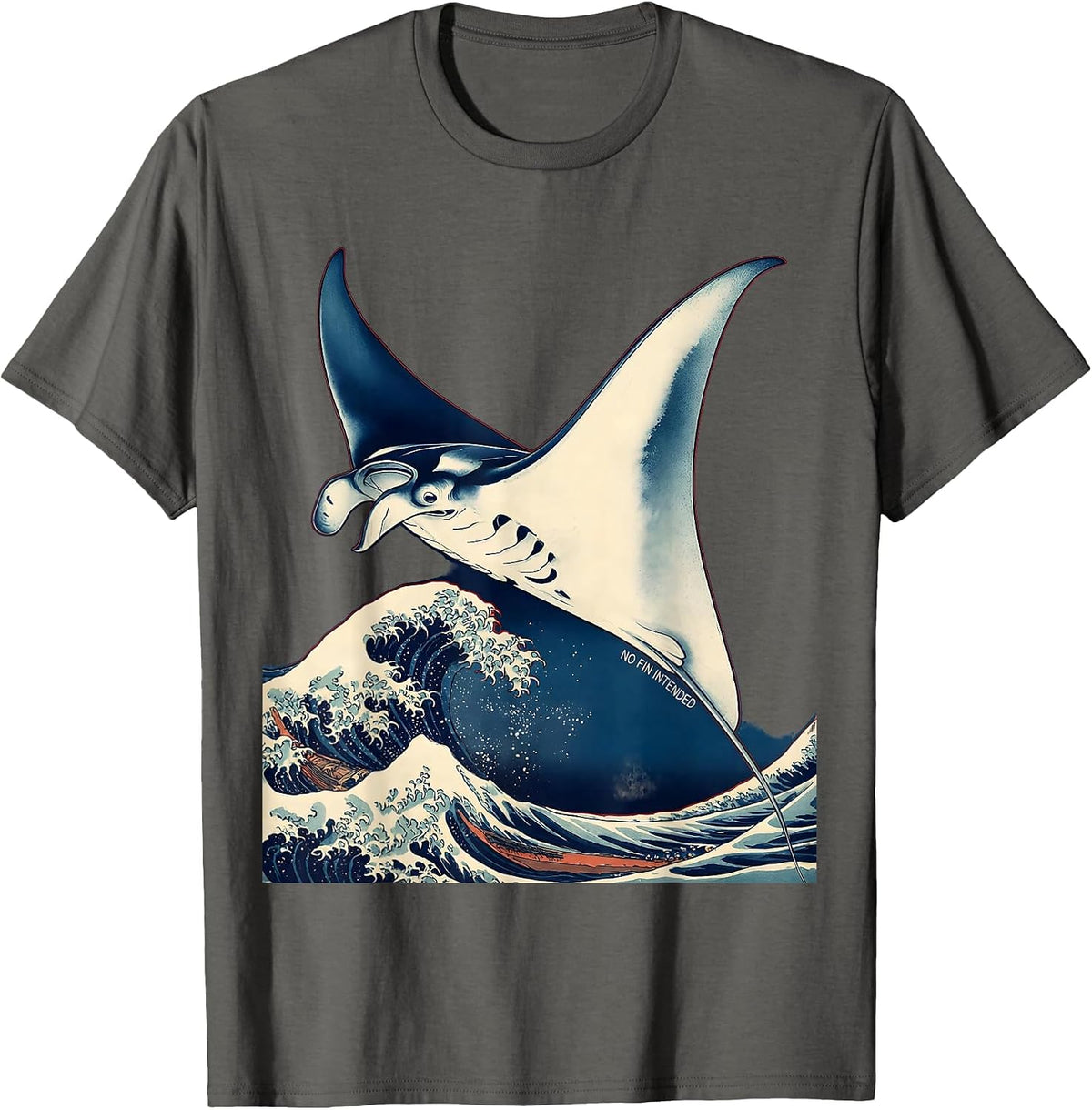 No Fin Intended Funny Shark Lover Ocean Animal Humor T-Shirt - Asphalt Grey
