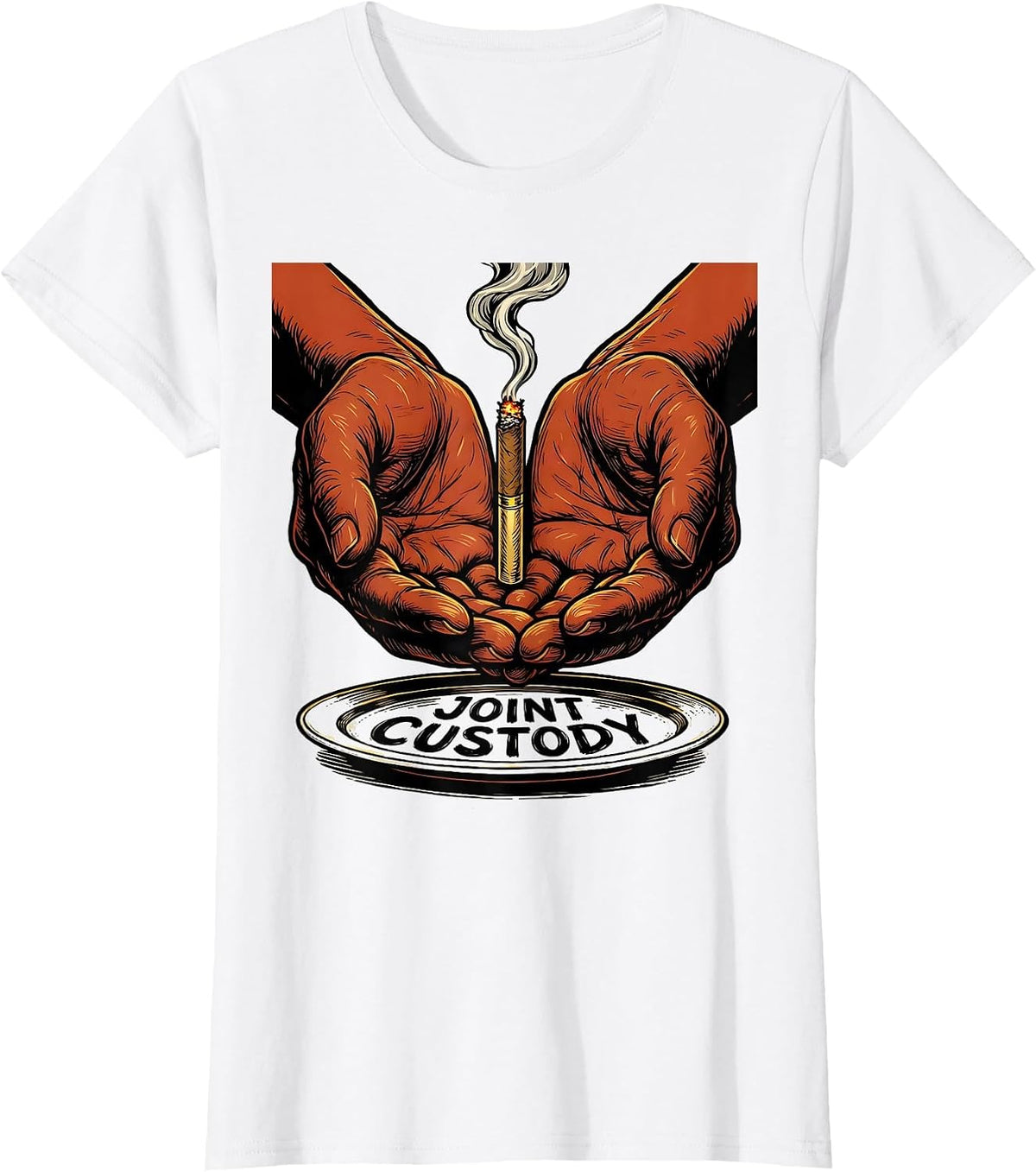 Women's Joint Custody Funny Stoner Cannabis Humor Novelty T-Shirt - White