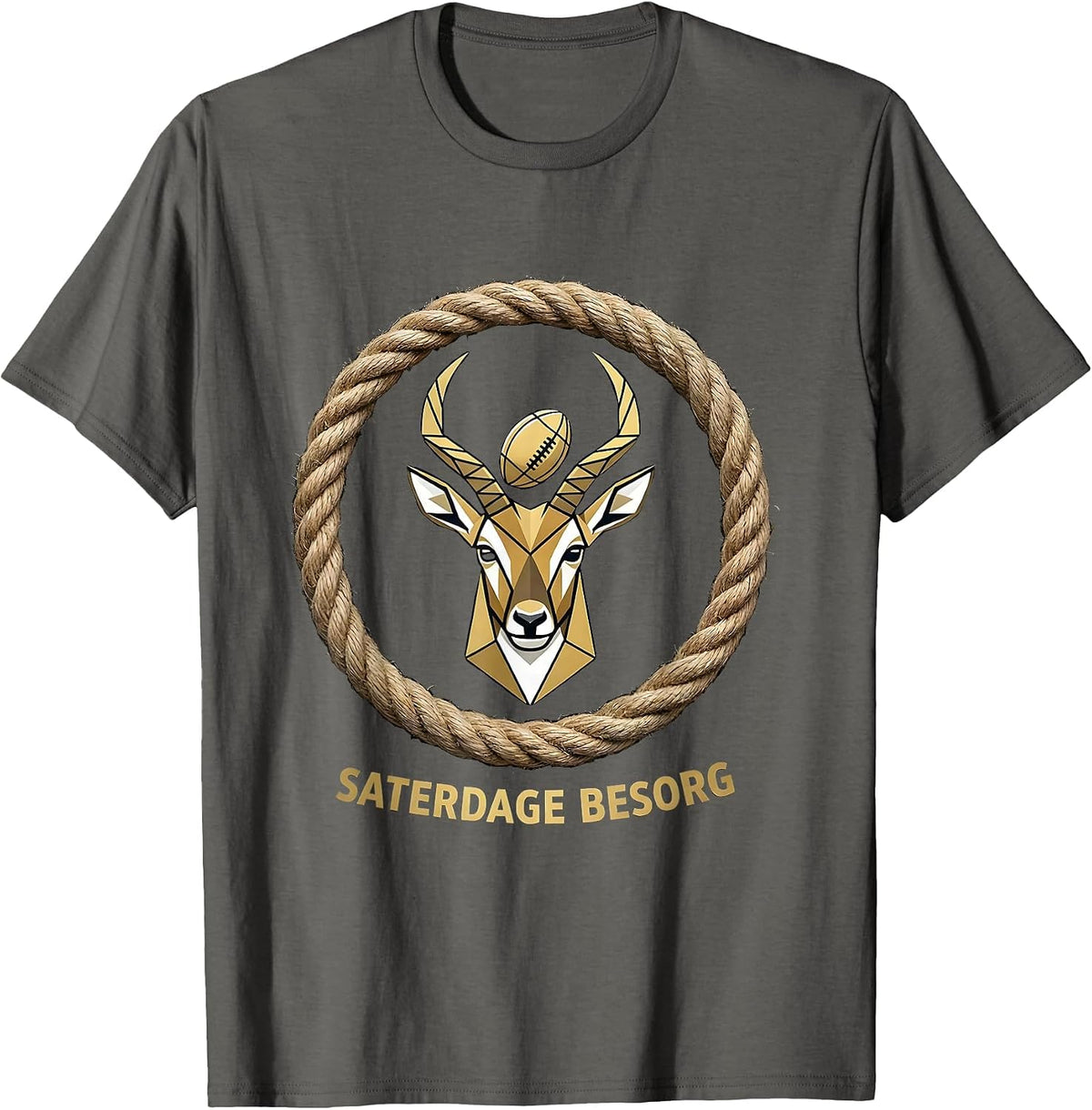 Saterdage Besorg Patriotic Rugby Fan South African Pride T-Shirt - Asphalt Grey