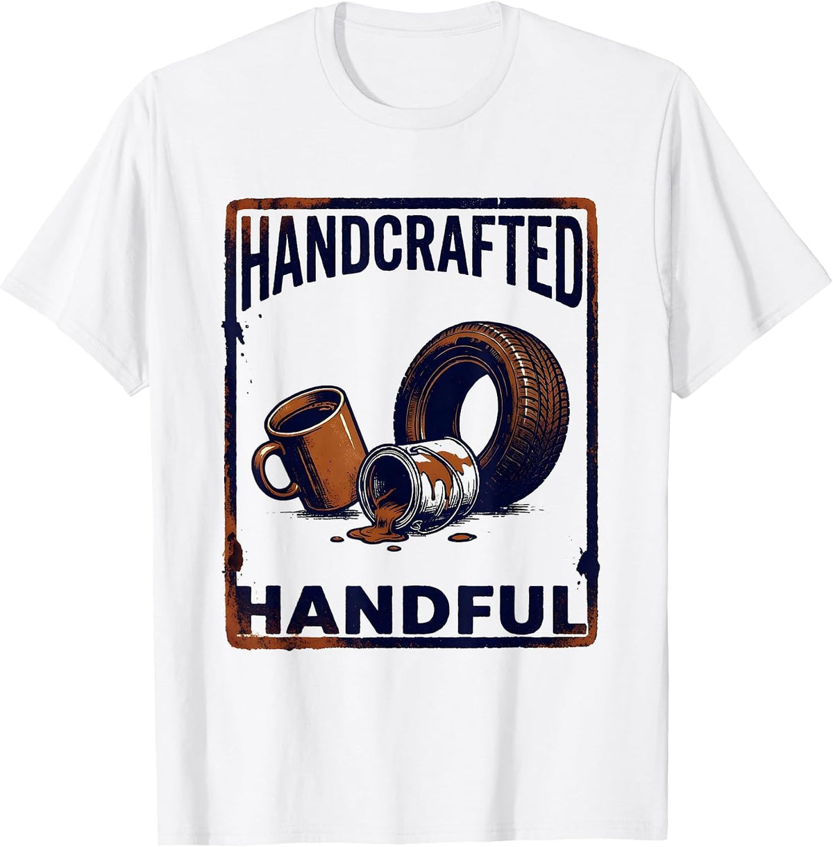 Men's Handcrafted Handful Rubber Stamp Faith Humor Sarcastic T-Shirt - White