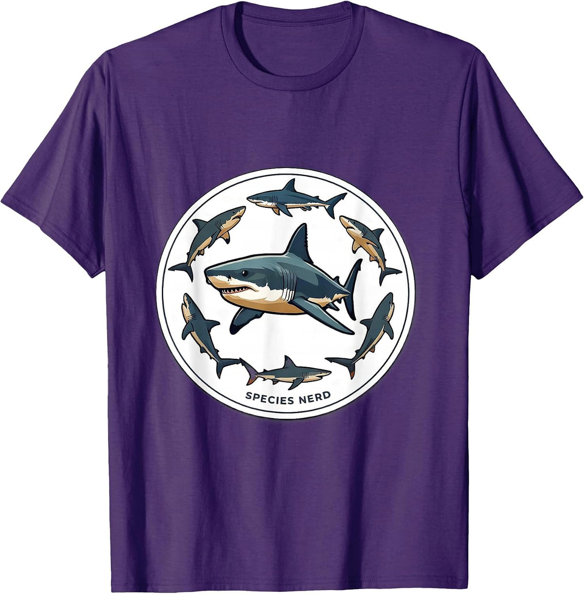 Men's Species Nerd Funny Shark Lover Marine Biology Ocean Wildlife T-Shirt - Purple