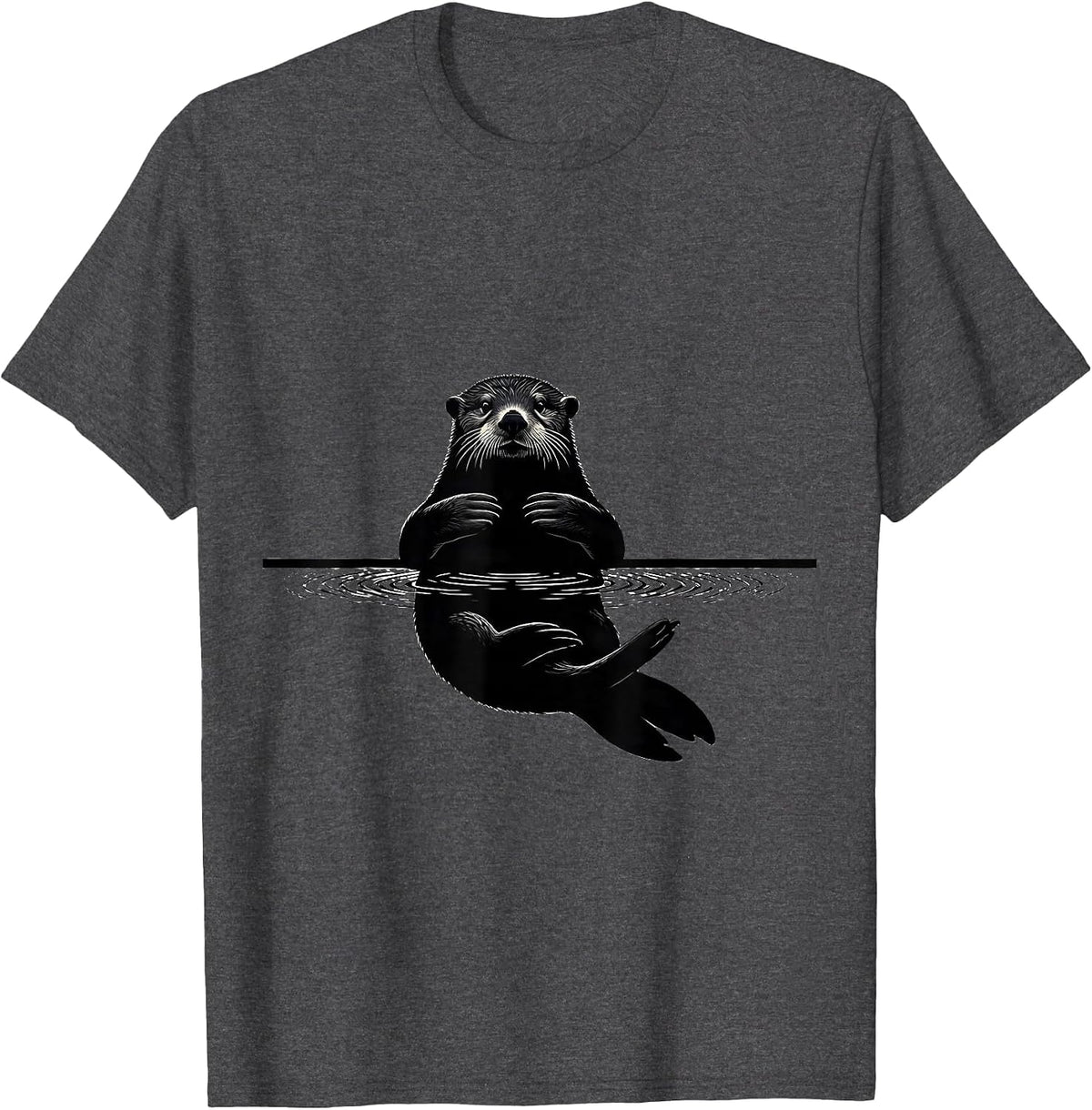 Men's Sea Otter Silhouette Funny Otter Lover Humor T-Shirt - Dark Heather Grey