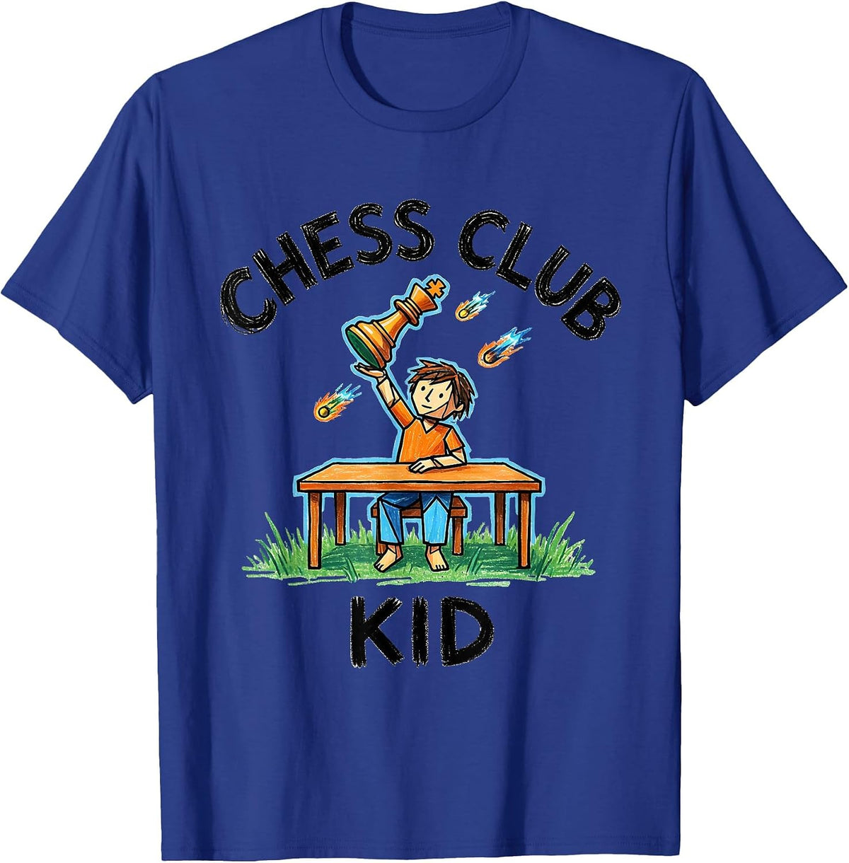Men's Chess Club Kid Funny Chess Lover Kidcore Design T-Shirt - Royal Blue