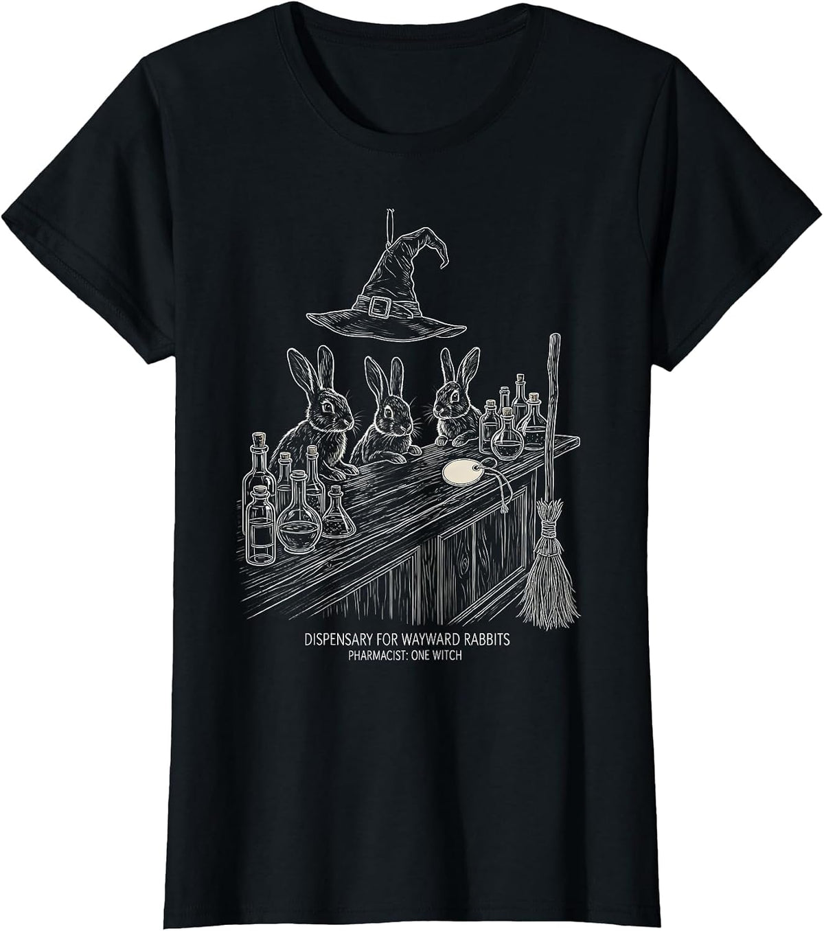 Dispensary For Wayward Rabbits — Pharmacist: One Witch T-Shirt - Black
