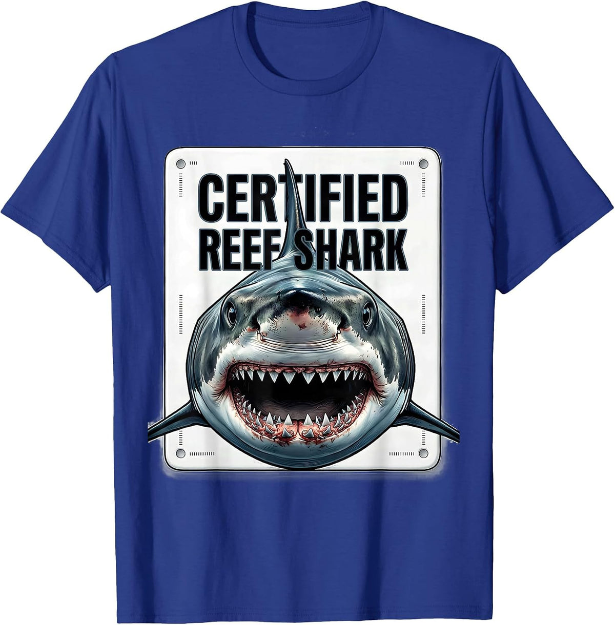 Men's Certified Reef Shark Funny Shark Lover Ocean Wildlife Humor T-Shirt - Royal Blue